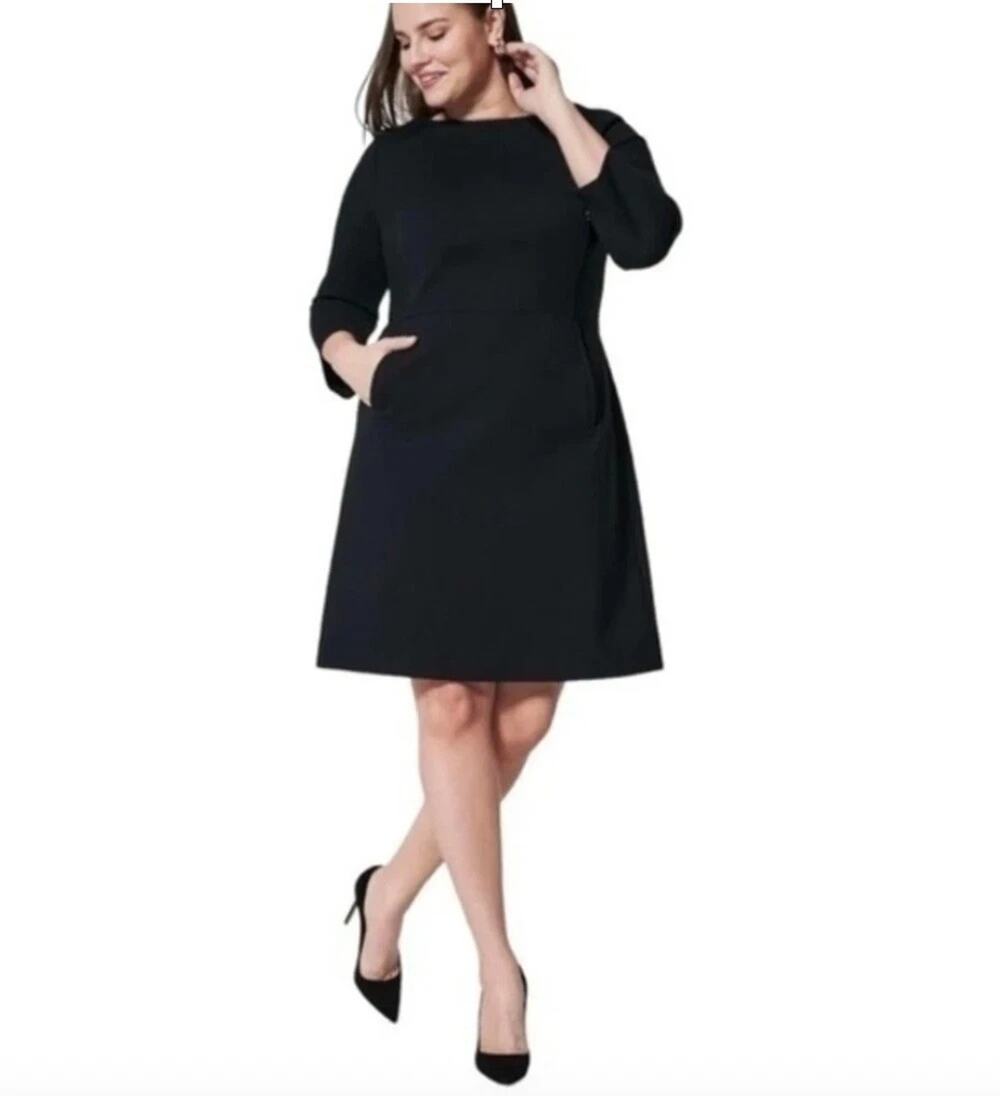 Spanx The Perfect Shift in Classic Black Ponte Stretch Dress 3 /4 Sleeves Sz XL